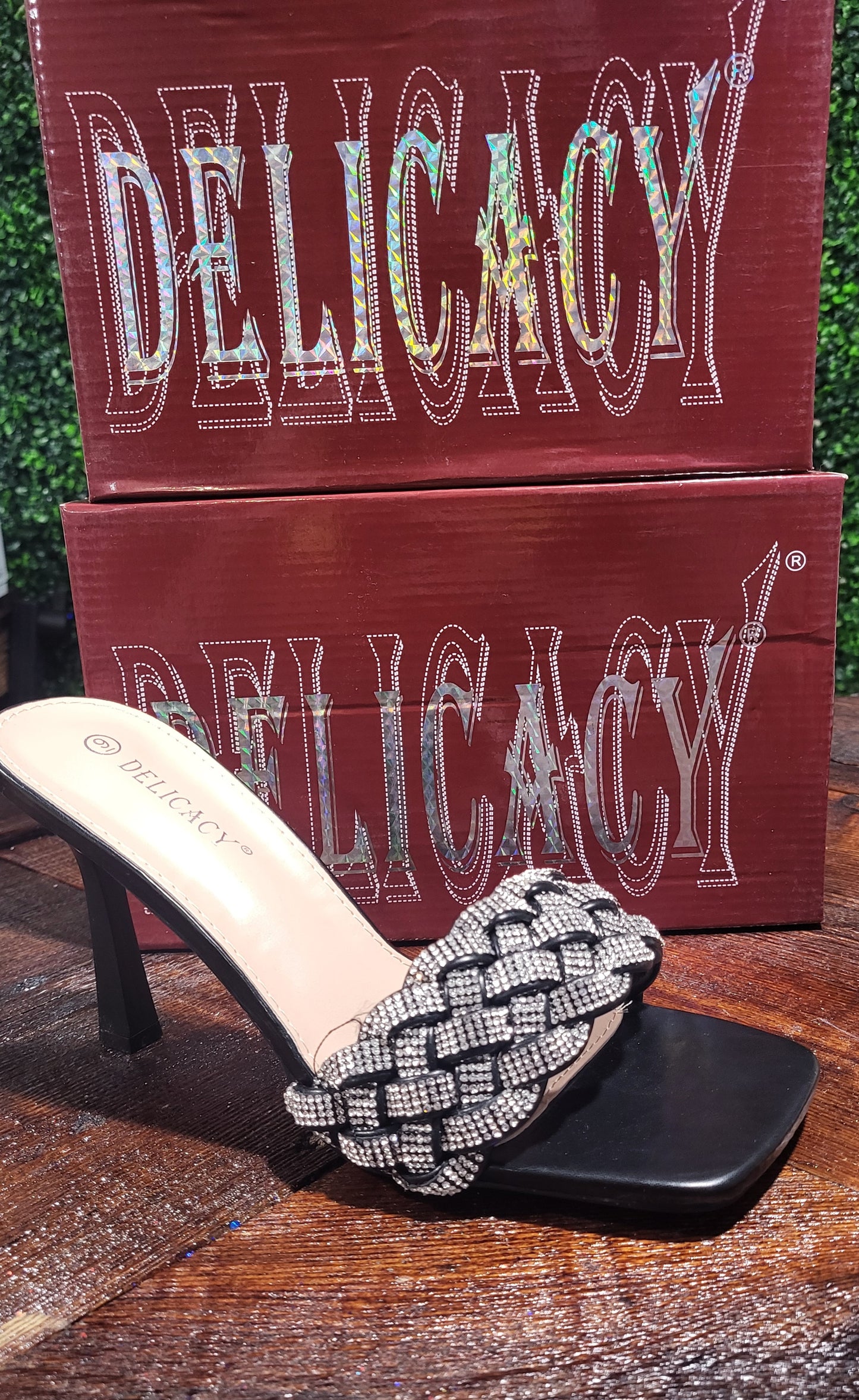 Delicacy Black Rhinestone Sandal Heels (Very Dressy)