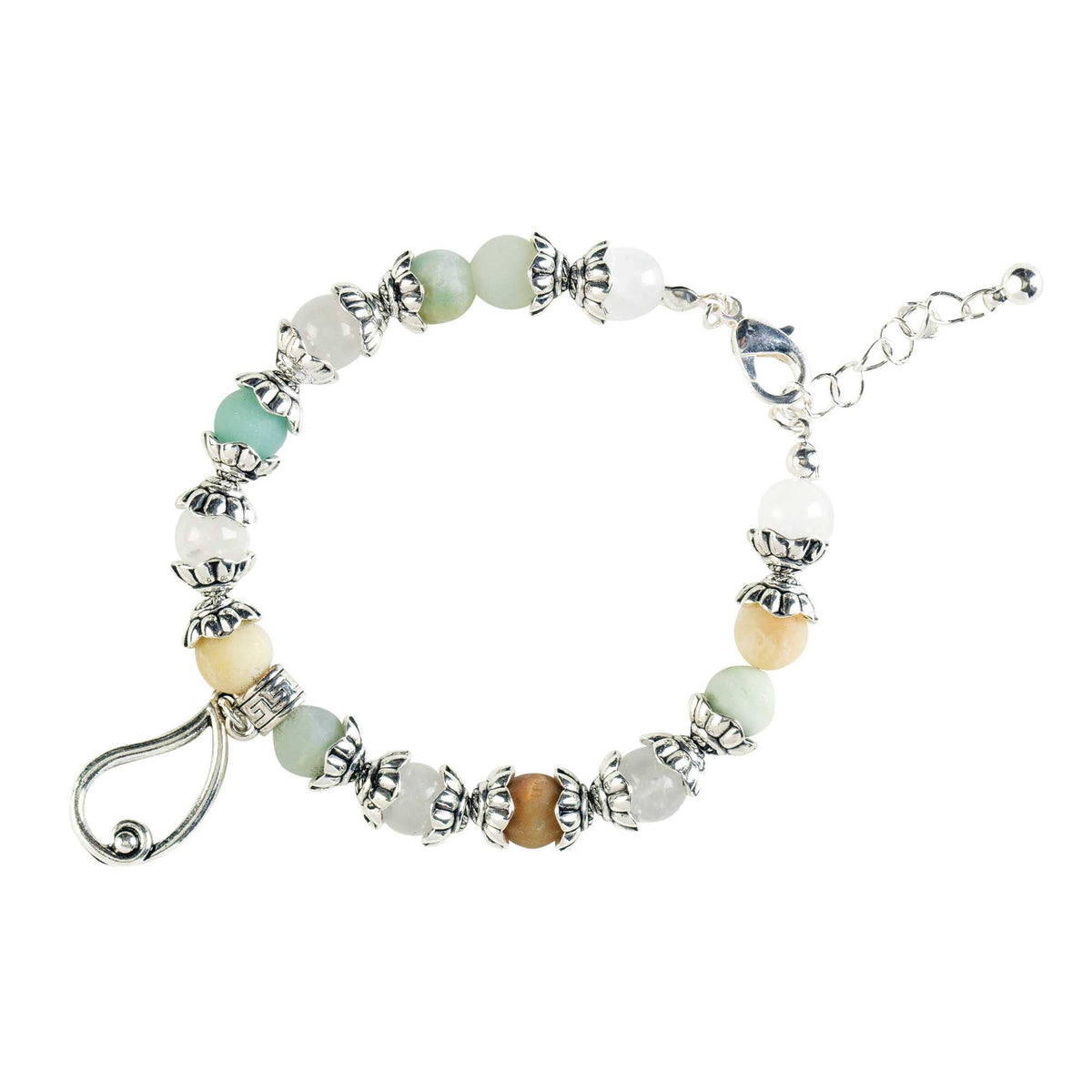 Bead Bracelet No Tears Aqua/White