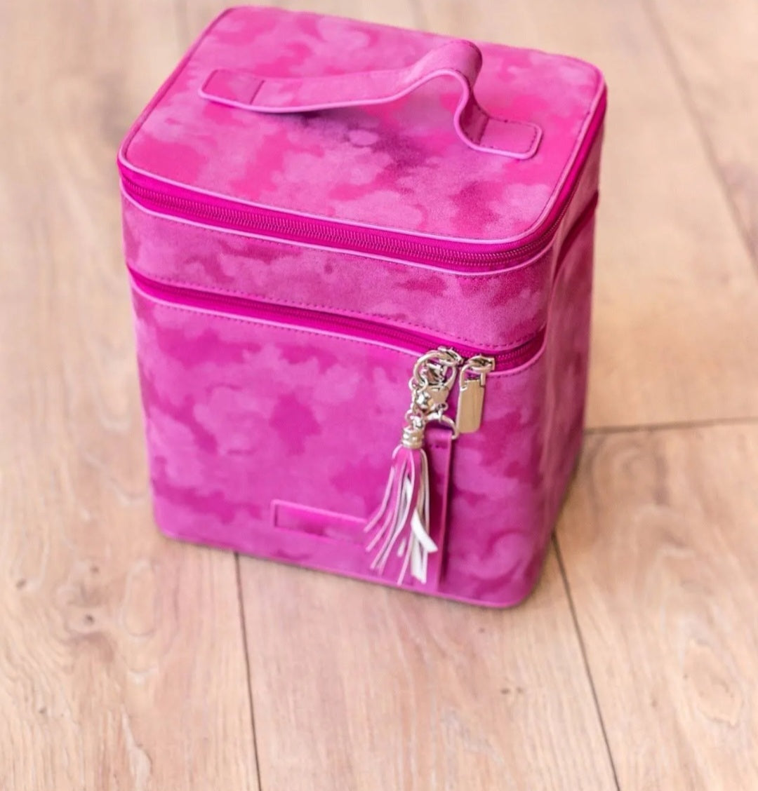 Roseate Opulence: The Hot Pink Leather Duo Vanity Case – A Luxurious Marvel of Elegance - Hot Pink / One Size