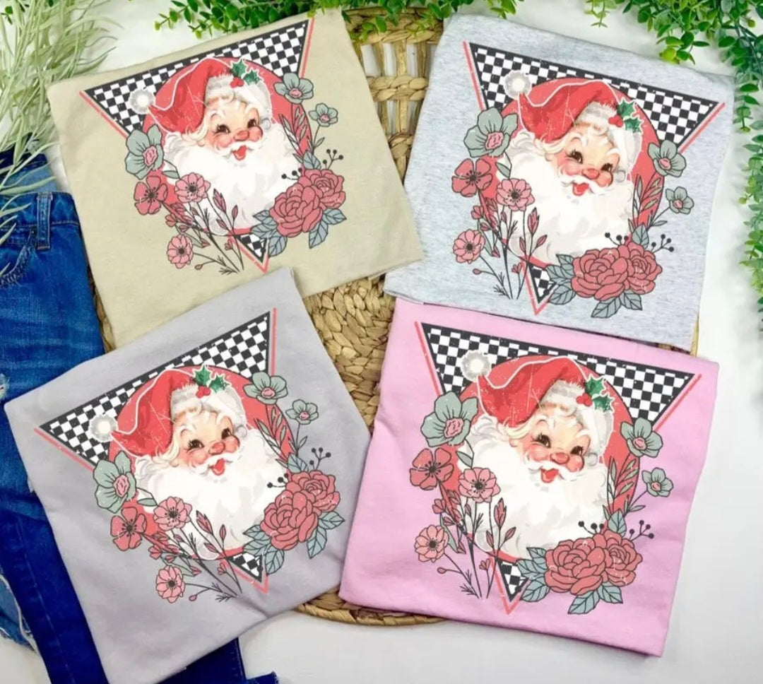 Vintage Santa Ladies Tee Jerzee Pink