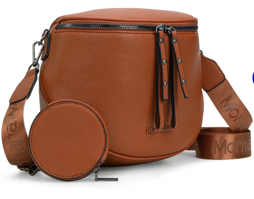 Montana West Spacious Crossbody Bum Bag with Coin Purse - Brown