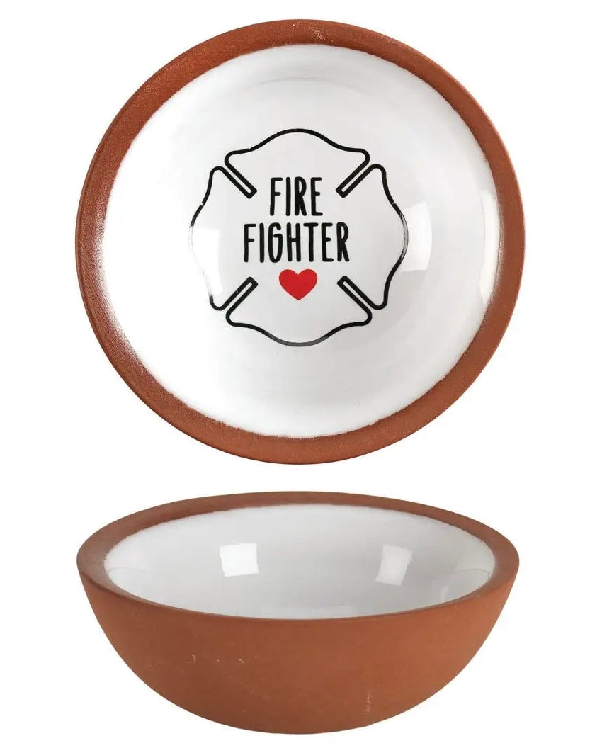 Fire Fighter Terra Cotta Trinket Tray