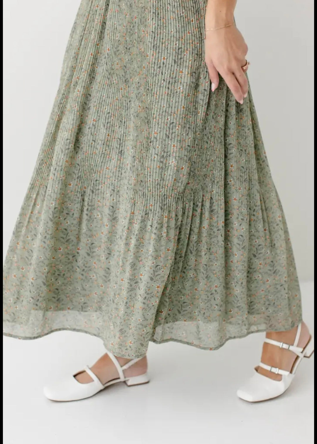 "Celine" Accordian Pleated Maxi Floral Skirt Main Street Exchange