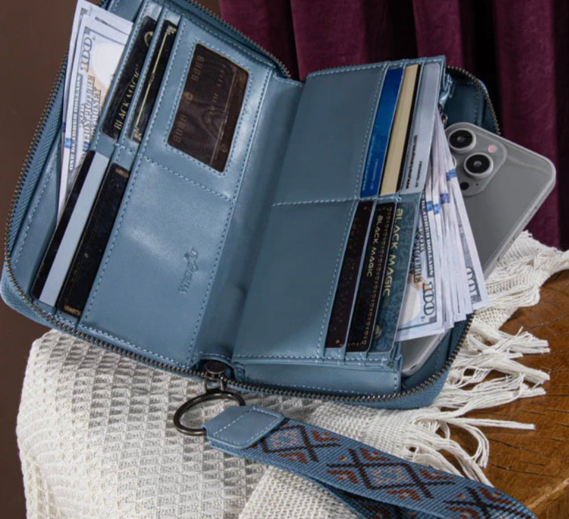 Wrangler Aztec Embroidered Whipstitch Wristlet