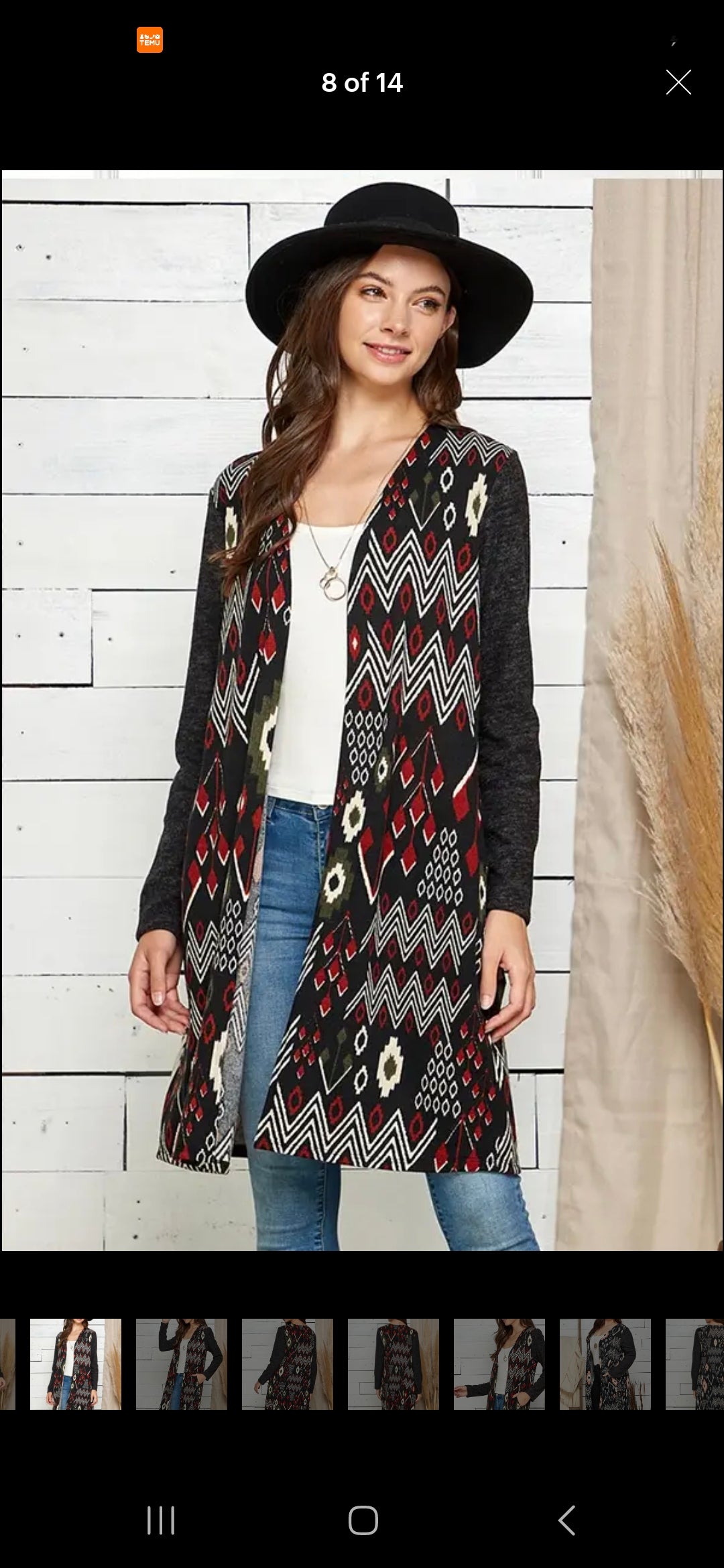 Plus Size Contrast Aztec Soft Pocket Cardigan
