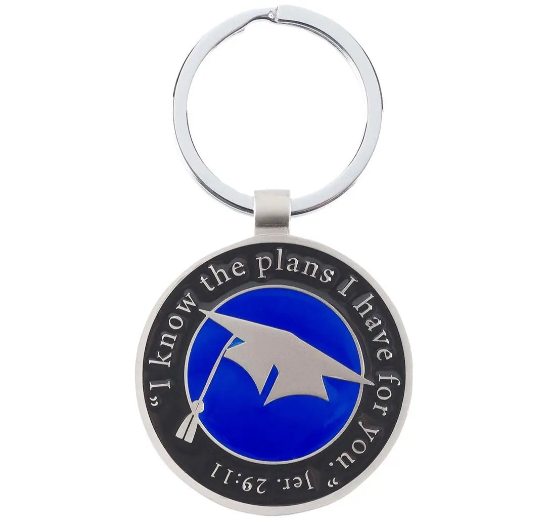 Christian Graduation Keychain Gift – Jeremiah 29:11 Key Ring with Cap & Tassel in Tin