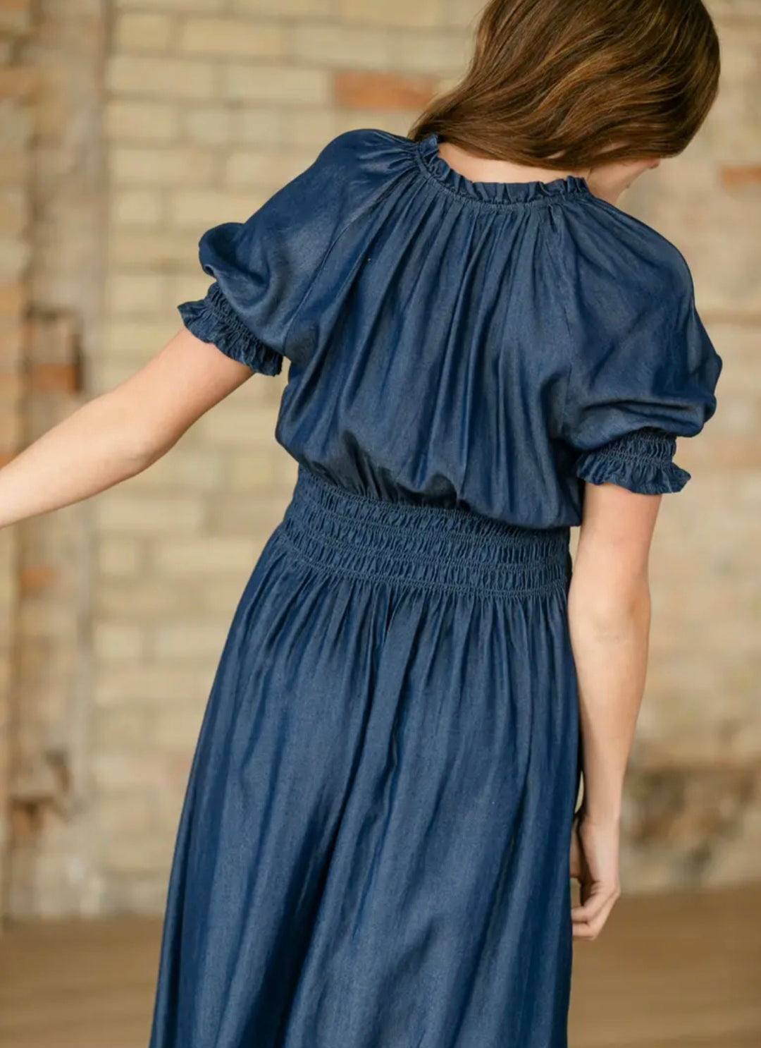 Inherit Rena Dark Chambray Midi Dress