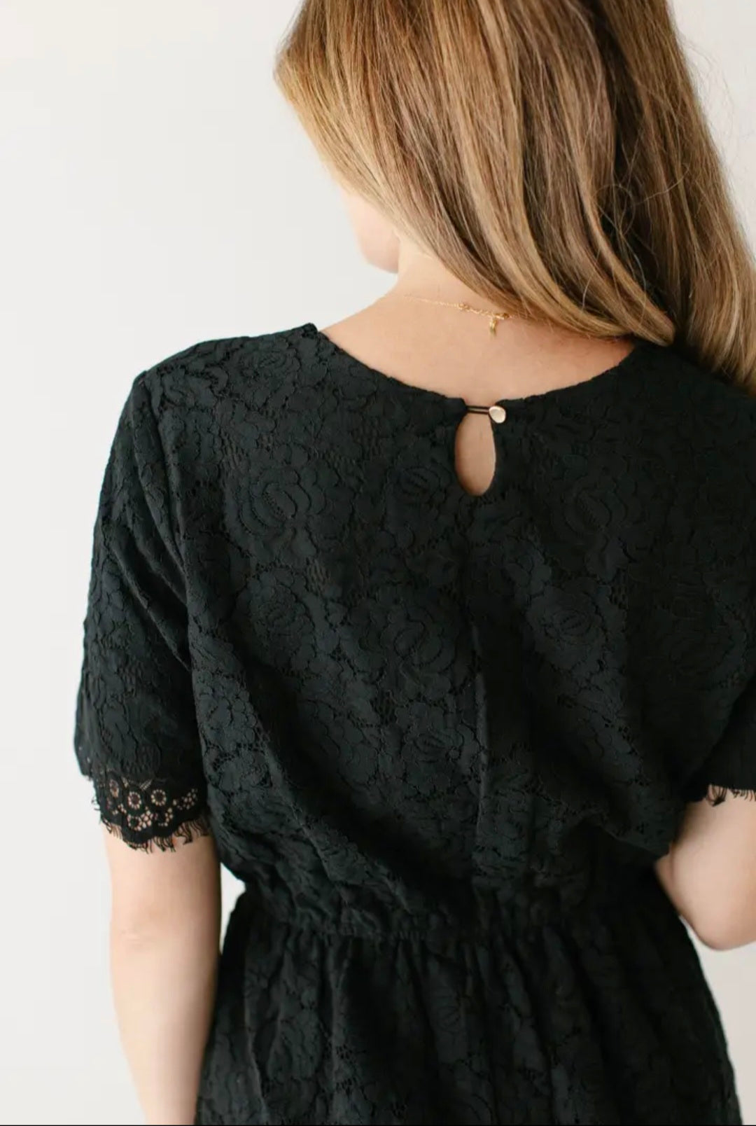 Odessa' Round Neck Lace Maxi Dress