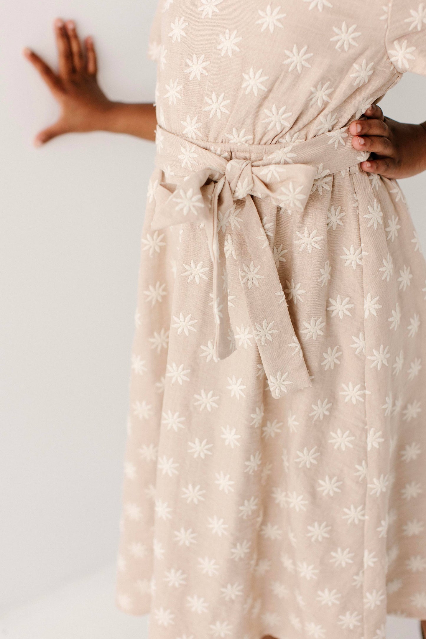 Ramona Girl Fall Embroidered Flower Midi Dress