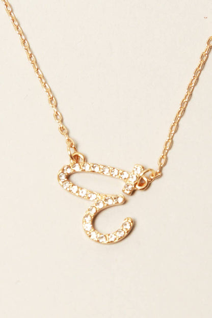 Cursive Initial Alphabet Pendant Necklaces: One Size / B