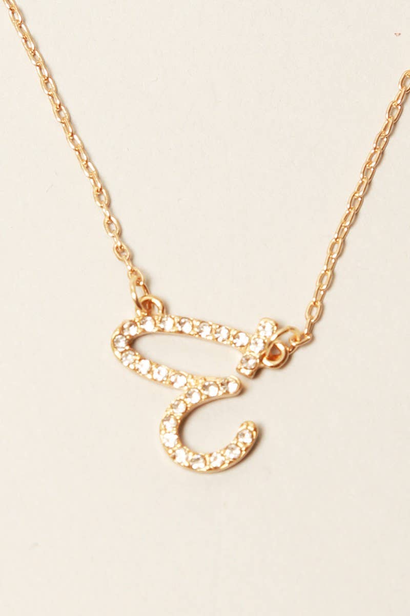 Cursive Initial Alphabet Pendant Necklaces: One Size / K