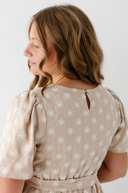 Ramona Fall Embroidered Flower Midi Dress