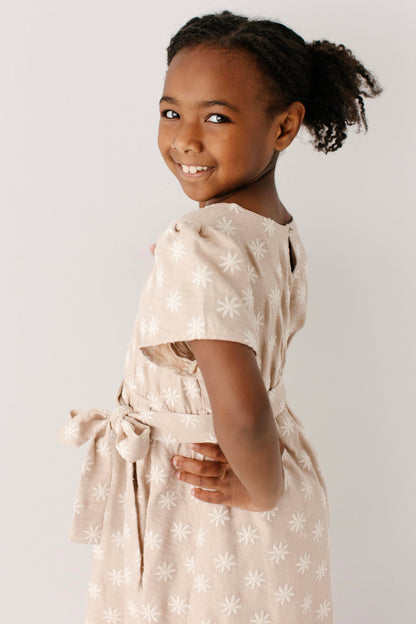 Ramona Girl Fall Embroidered Flower Midi Dress
