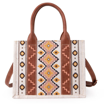 Wrangler Southwestern  Print Small Canvas Tote/Crossbody - Coffee: Coffee