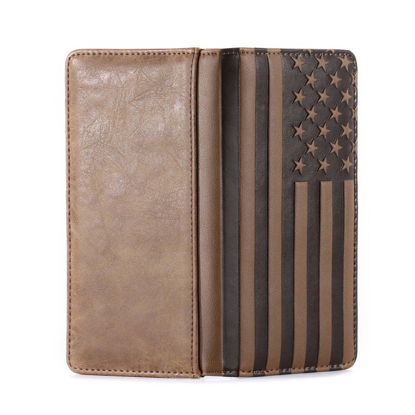 Patriotic Collection Men's Bifold Long PU Leather Wallet: Brown