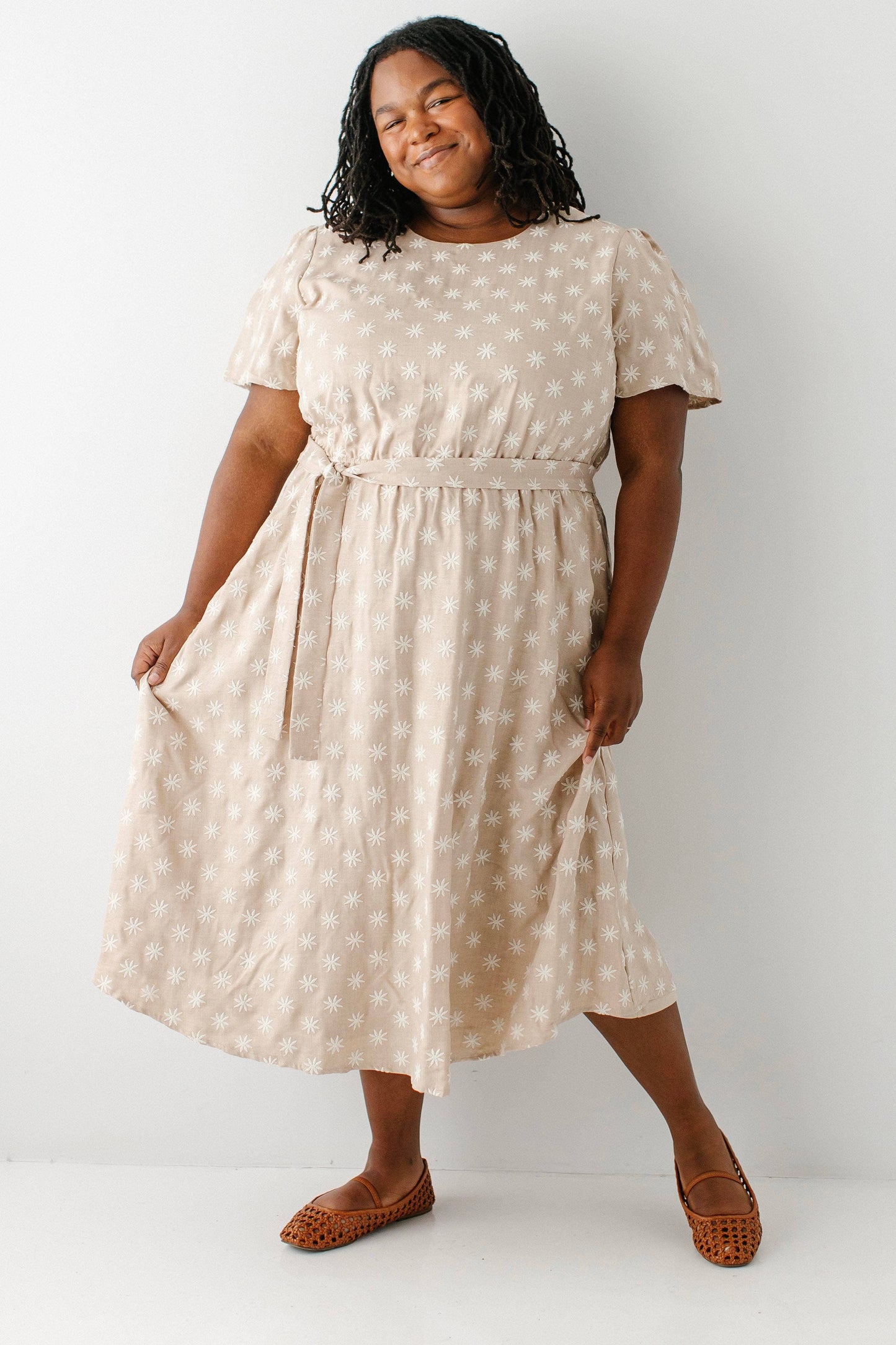 Ramona Fall Embroidered Flower Midi Dress