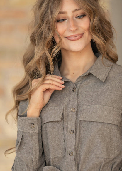 Kimberly Brown Plaid Shirt Dress
