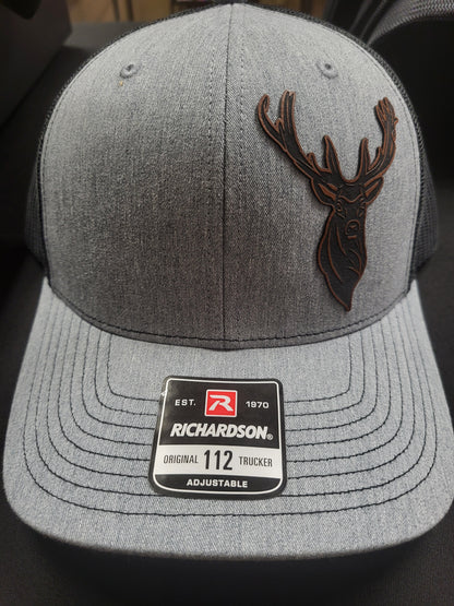 RTS Trucker Hat Heather Grey/Black Mesh w a Big Buck Snapback