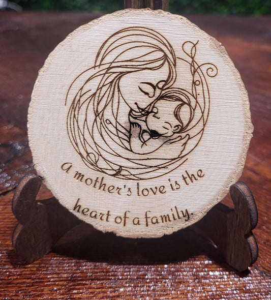 A Mother's Love Wooden Decor w/stand