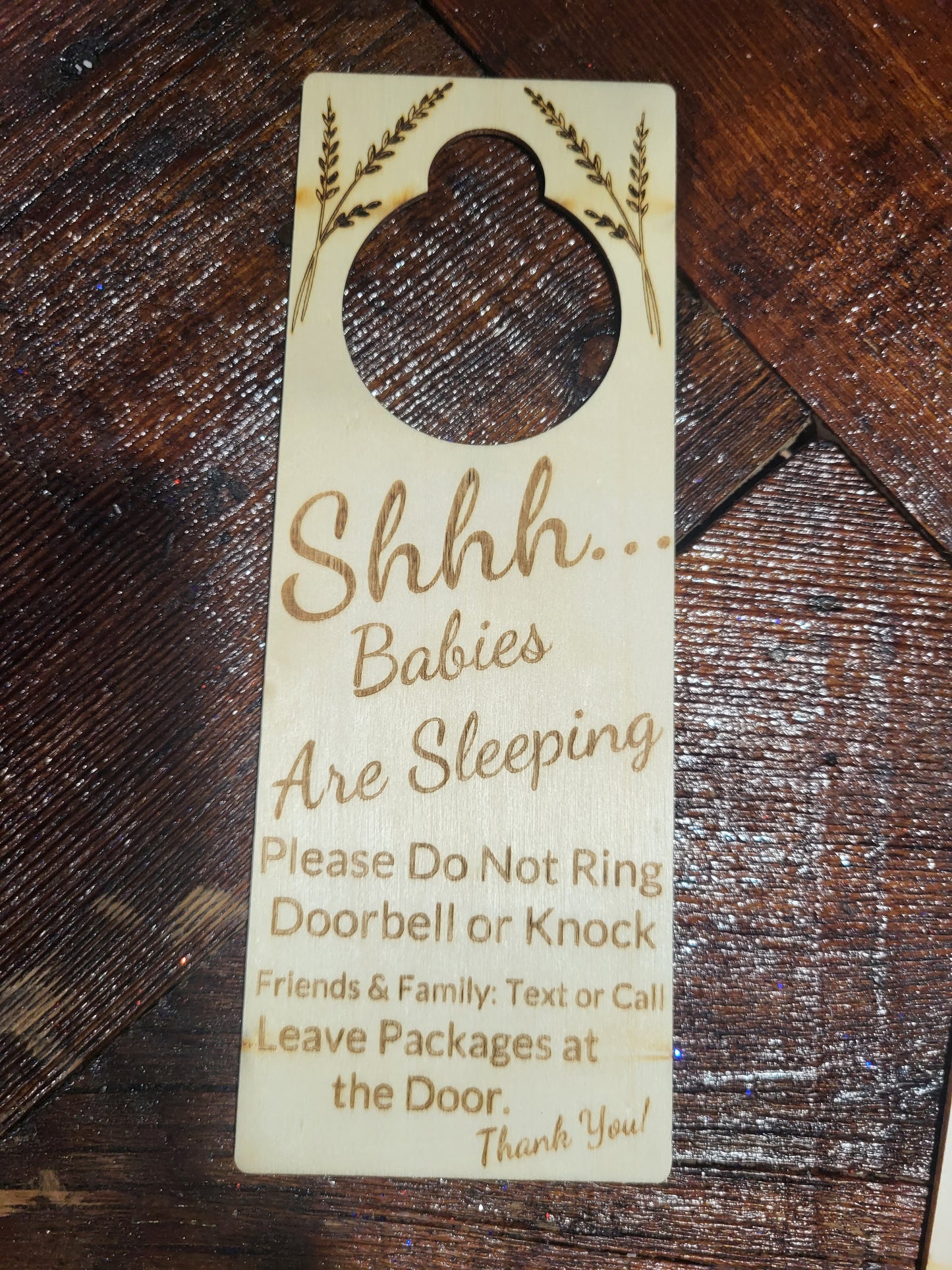 Babies are sleeping Shhhh wooden door hanger