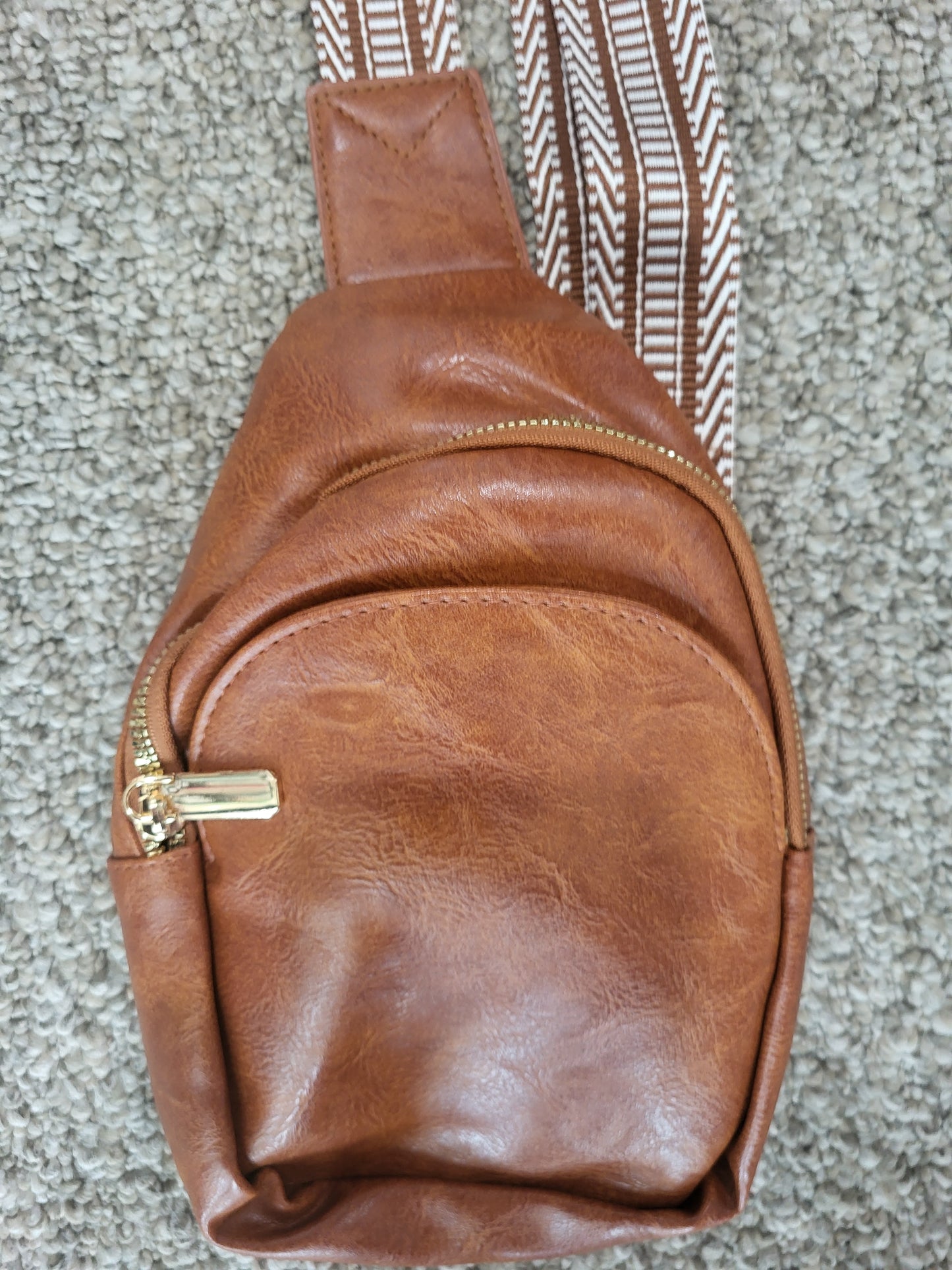 Adjustable Faux Leather Crossbody Purse