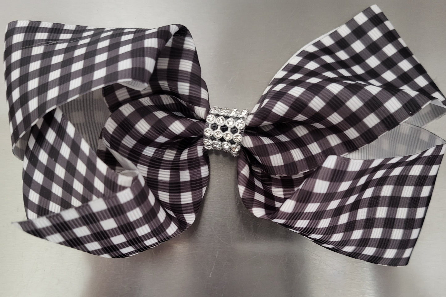 Plaid Clip Bows w/ Blingy Diamond Accents