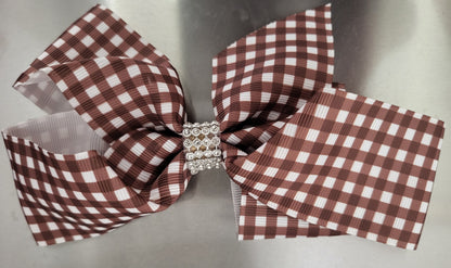 Plaid Clip Bows w/ Blingy Diamond Accents