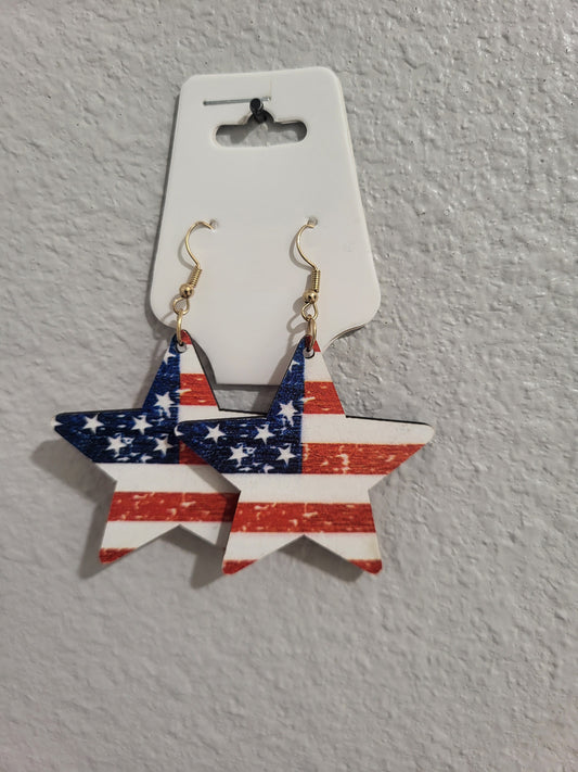 Patriotic Star Dangle Earrings