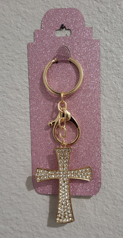 Cross blingy shiny keychain