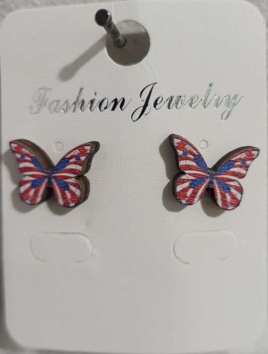 Small Butterfly Patriotic Style Earrings