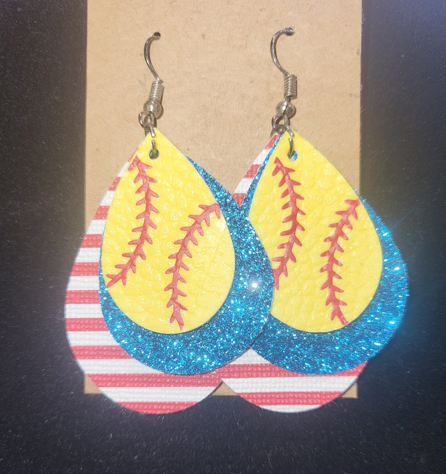 Softball Mom Patriotic Dangle Earrings