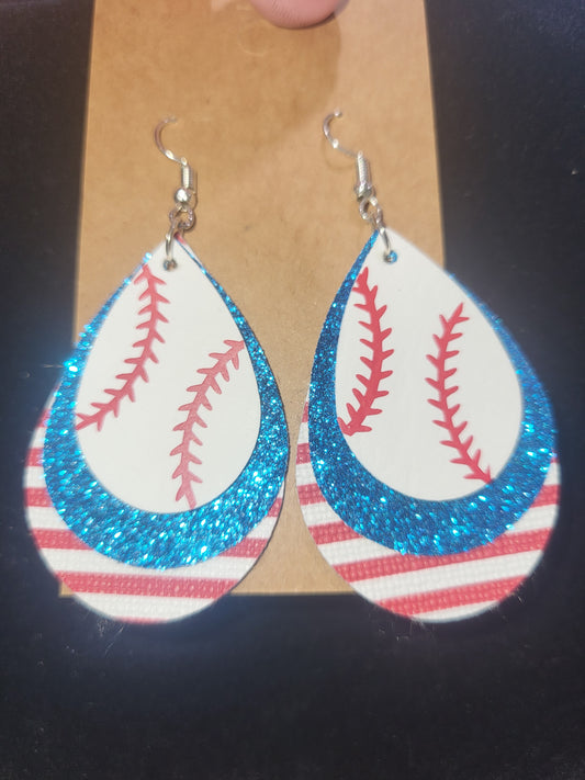 Baseball Mom Patriotic Earrings