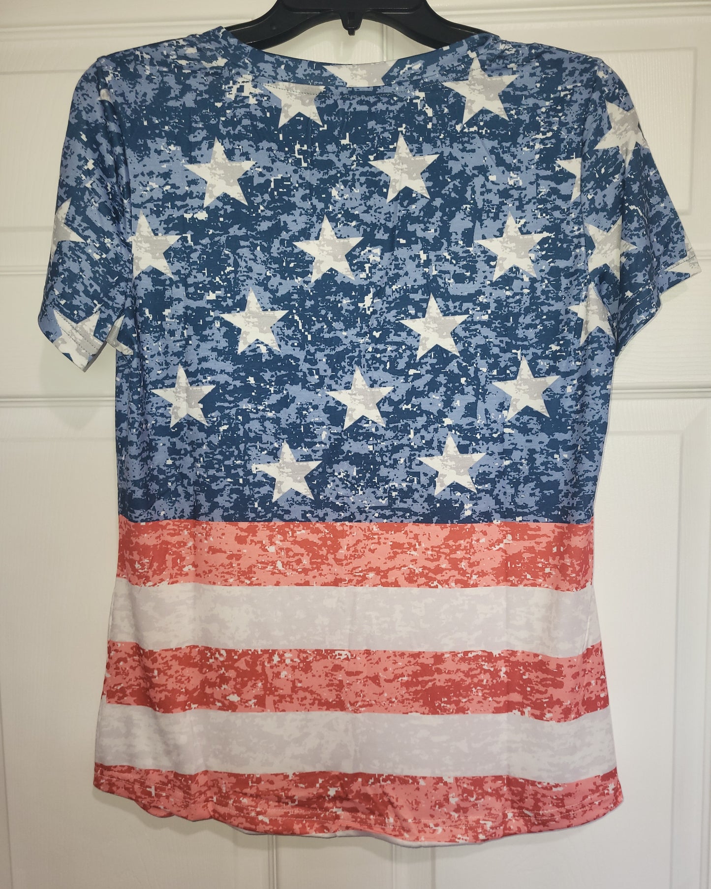 Ladies Red Whots and Blue Stars & Stripes Patriotic Top