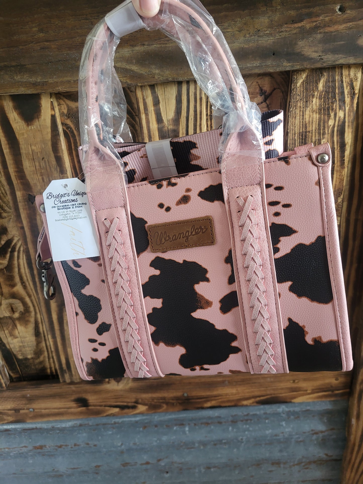 Wrangler Pink Cow Print Crossbody Tote