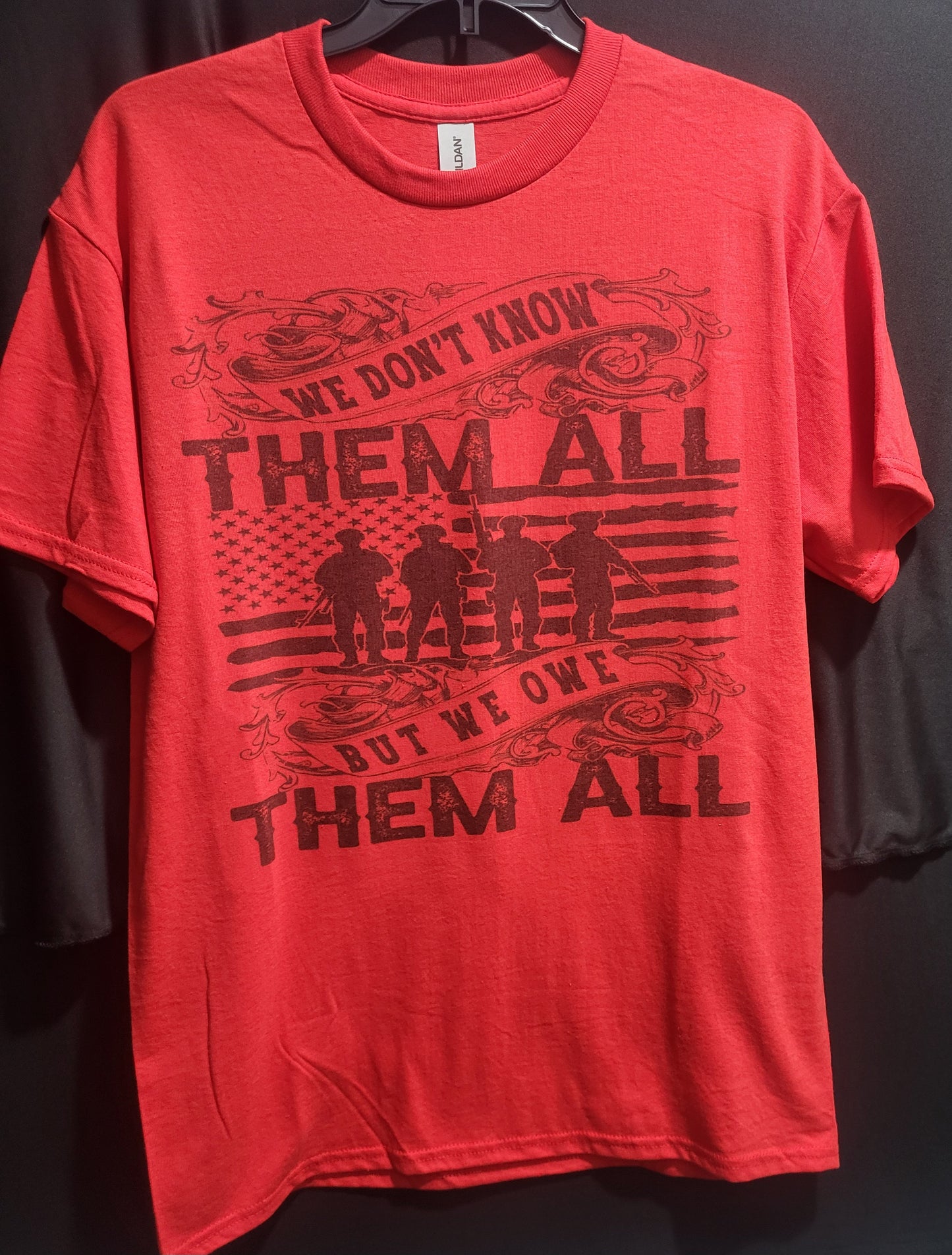 2x Men's Red "We Don't Know Them All but We Owe Them All" Tee