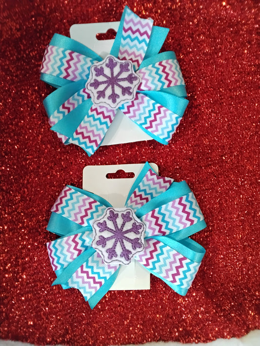 Winter Frozen theme colored Hair Bow