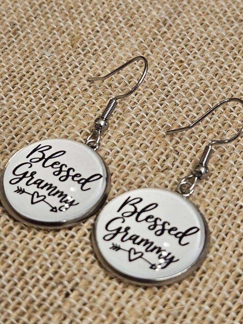Handmade Blessed Grammy Earrings, Allergy Free, Grandma Birthday Gift