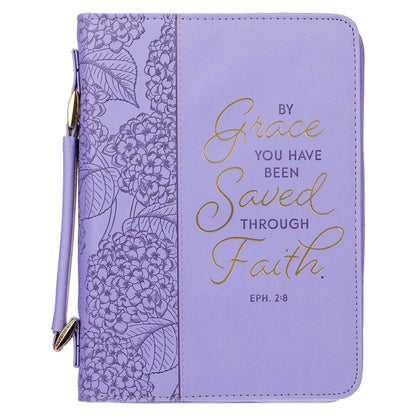 Bible Cover Fashion Lilac By Grace You've Been Saved Eph 2:8