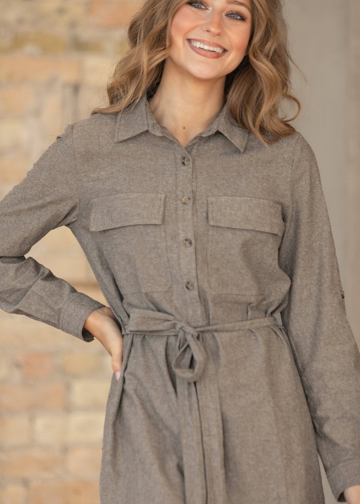 Kimberly Brown Plaid Shirt Dress