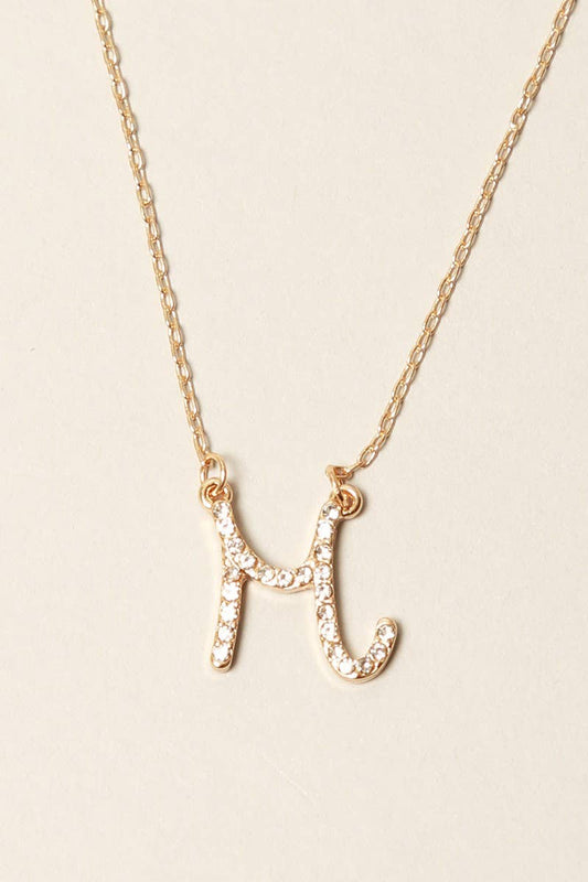 Cursive Initial Alphabet Pendant Necklaces: One Size / M