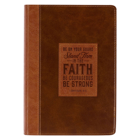 Stand Firm Two-tone Brown Faux Leather Classic Journal