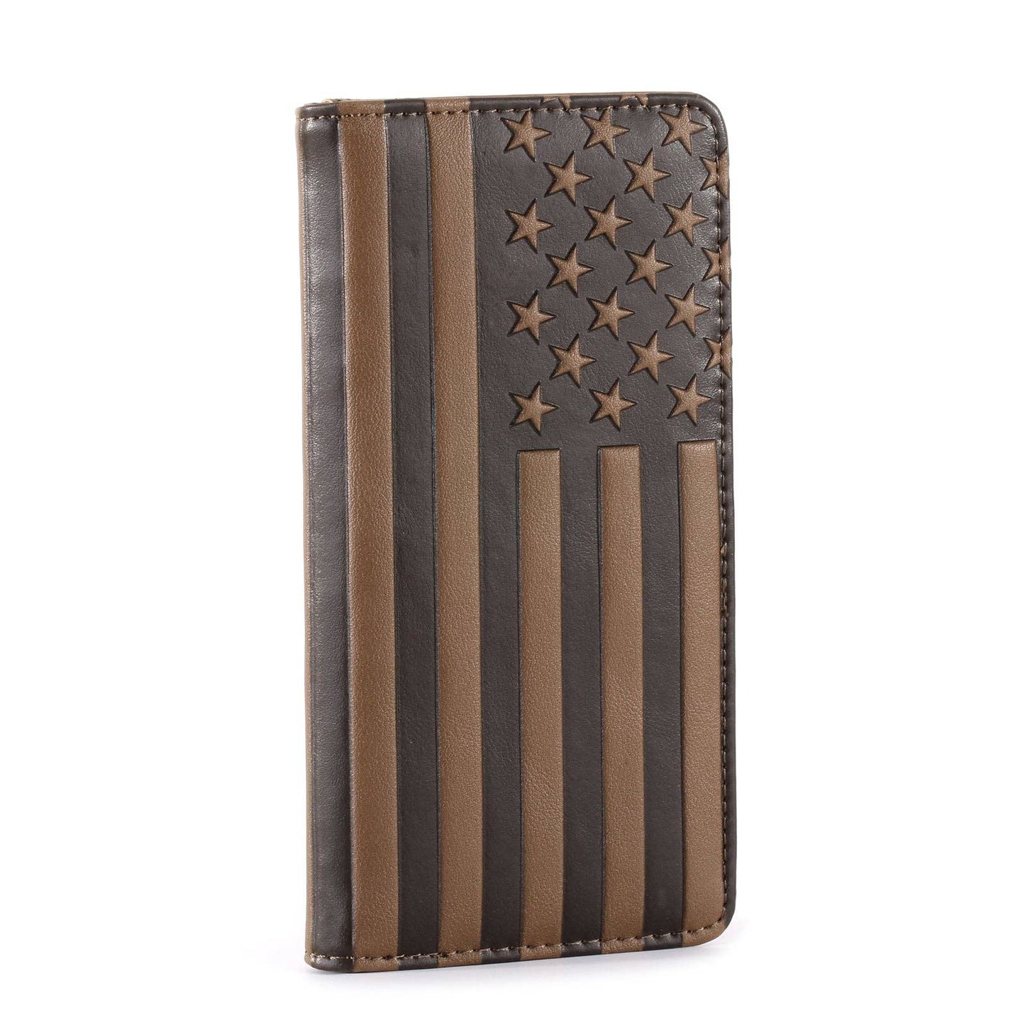 Patriotic Collection Men's Bifold Long PU Leather Wallet: Brown