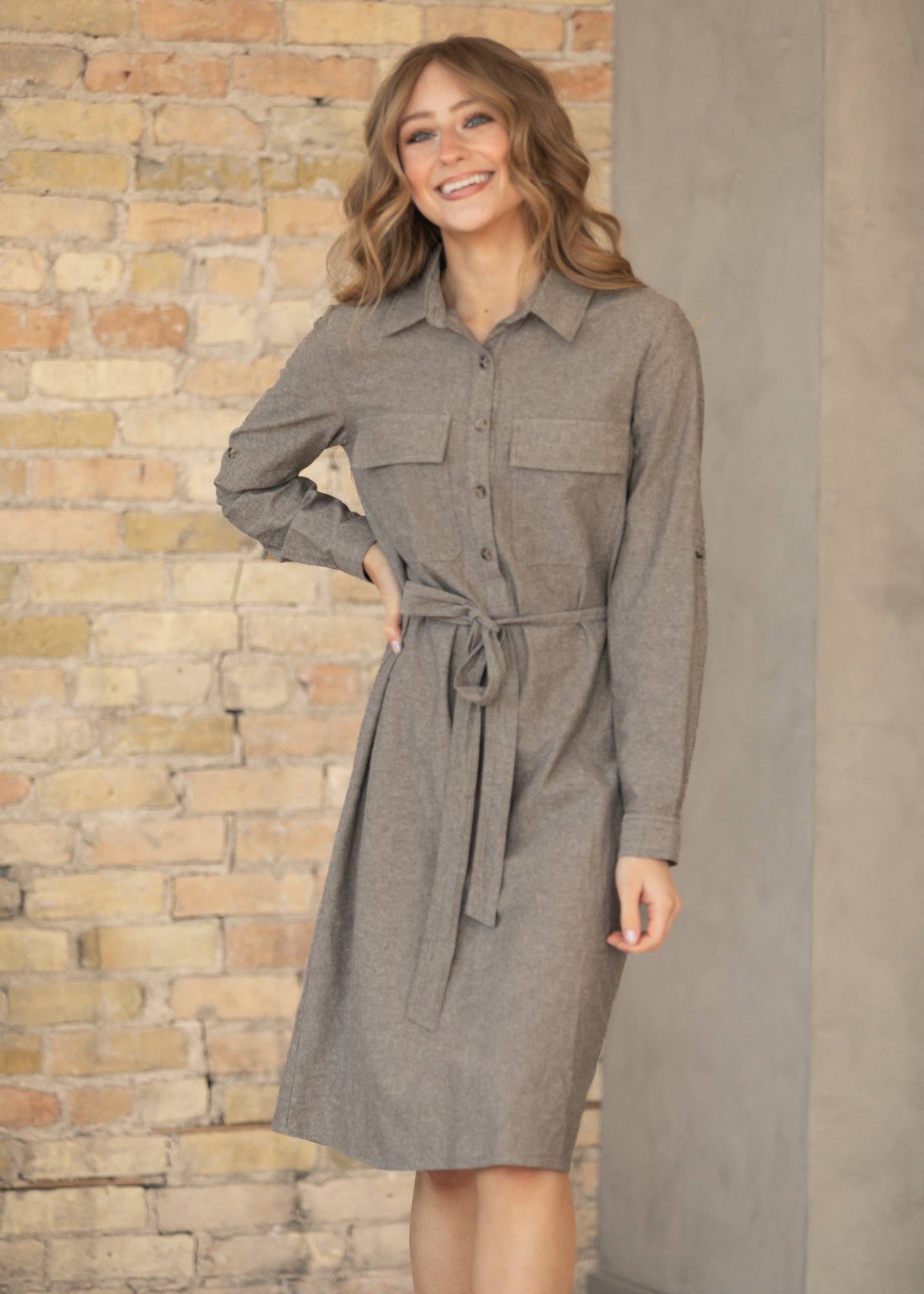 Kimberly Brown Plaid Shirt Dress