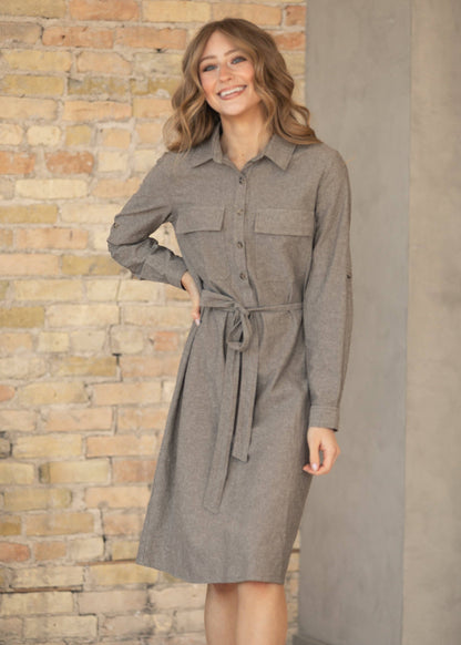 Kimberly Brown Plaid Shirt Dress