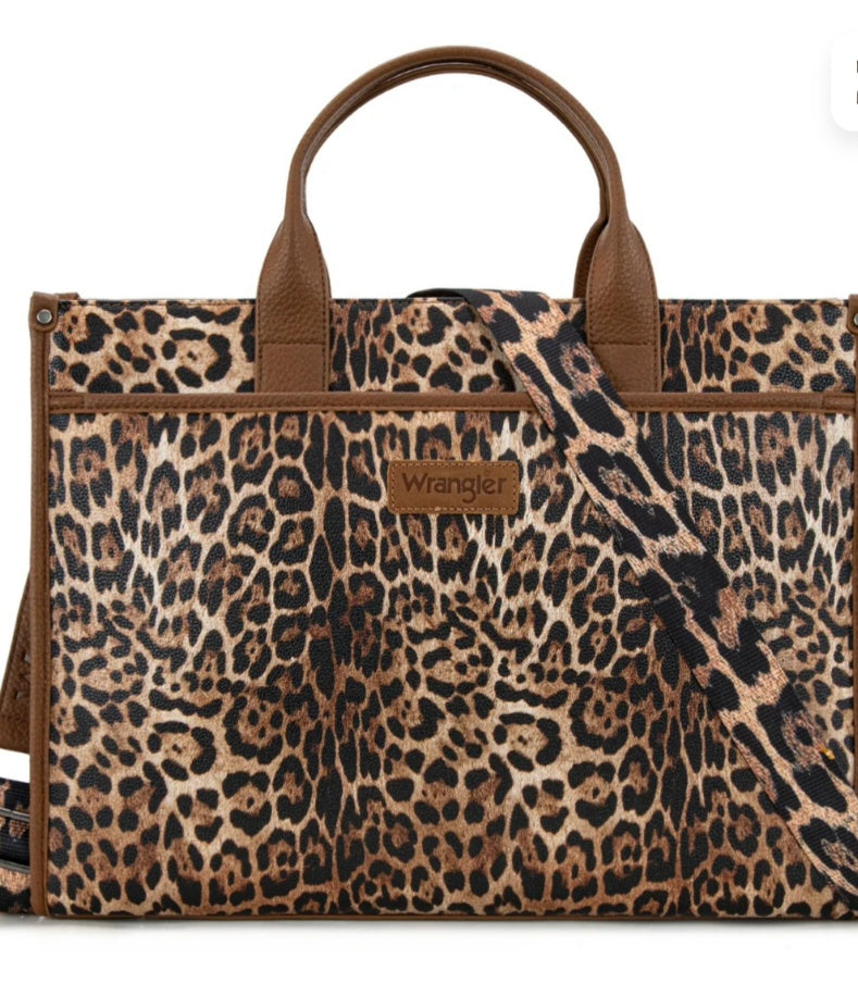 Wrangler Carry-All Large Tote Work Tote/Crossbody - Leopard