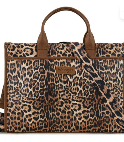 Wrangler Carry-All Large Tote Work Tote/Crossbody - Leopard
