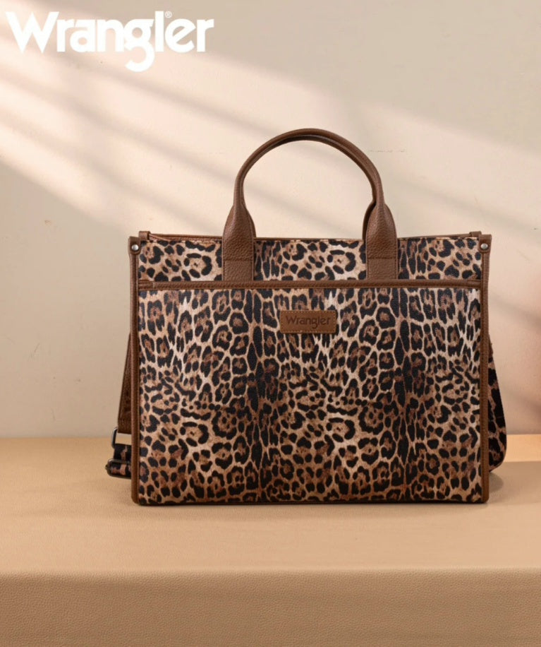 Wrangler Carry-All Large Tote Work Tote/Crossbody - Leopard