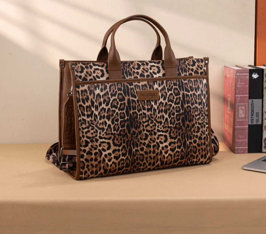 Wrangler Carry-All Large Tote Work Tote/Crossbody - Leopard
