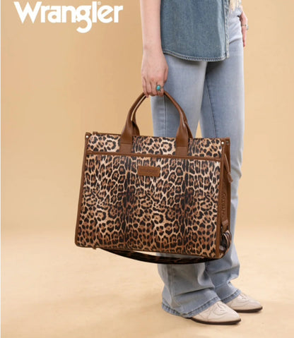 Wrangler Carry-All Large Tote Work Tote/Crossbody - Leopard