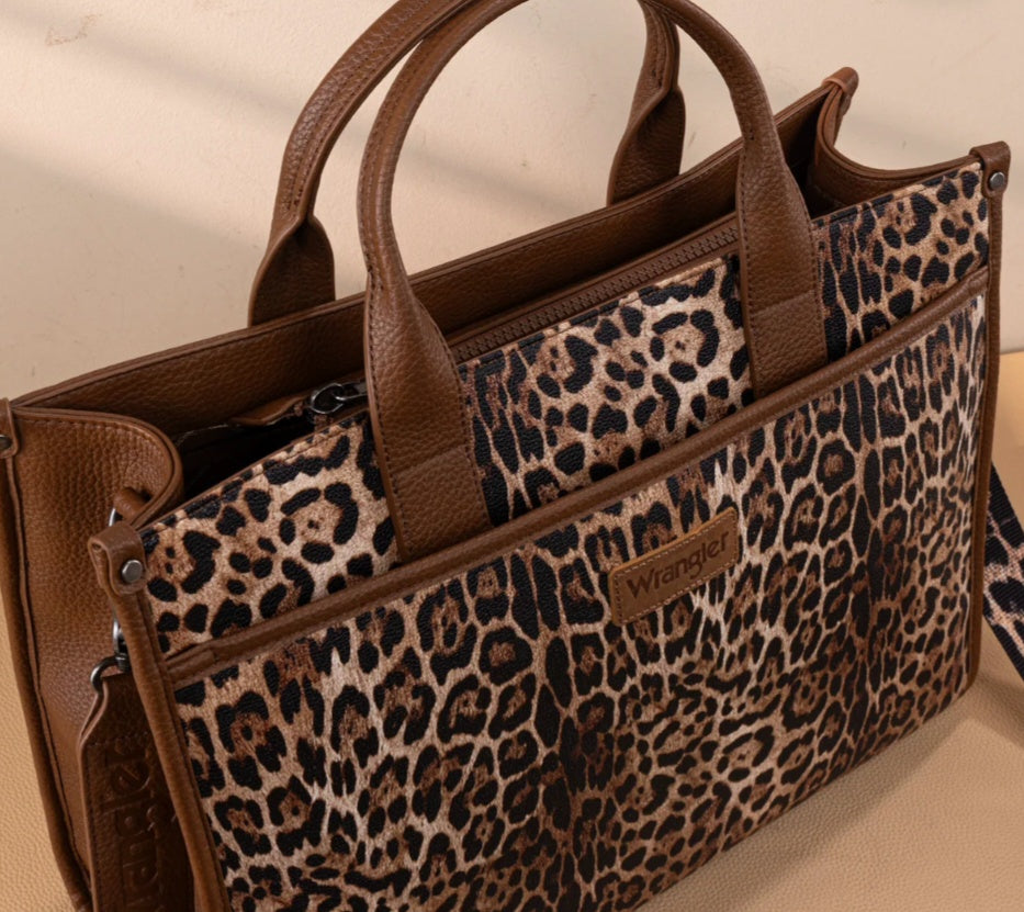 Wrangler Carry-All Large Tote Work Tote/Crossbody - Leopard